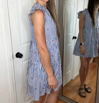 Skies Are Blue - Patriotic Stars V-neck Dress