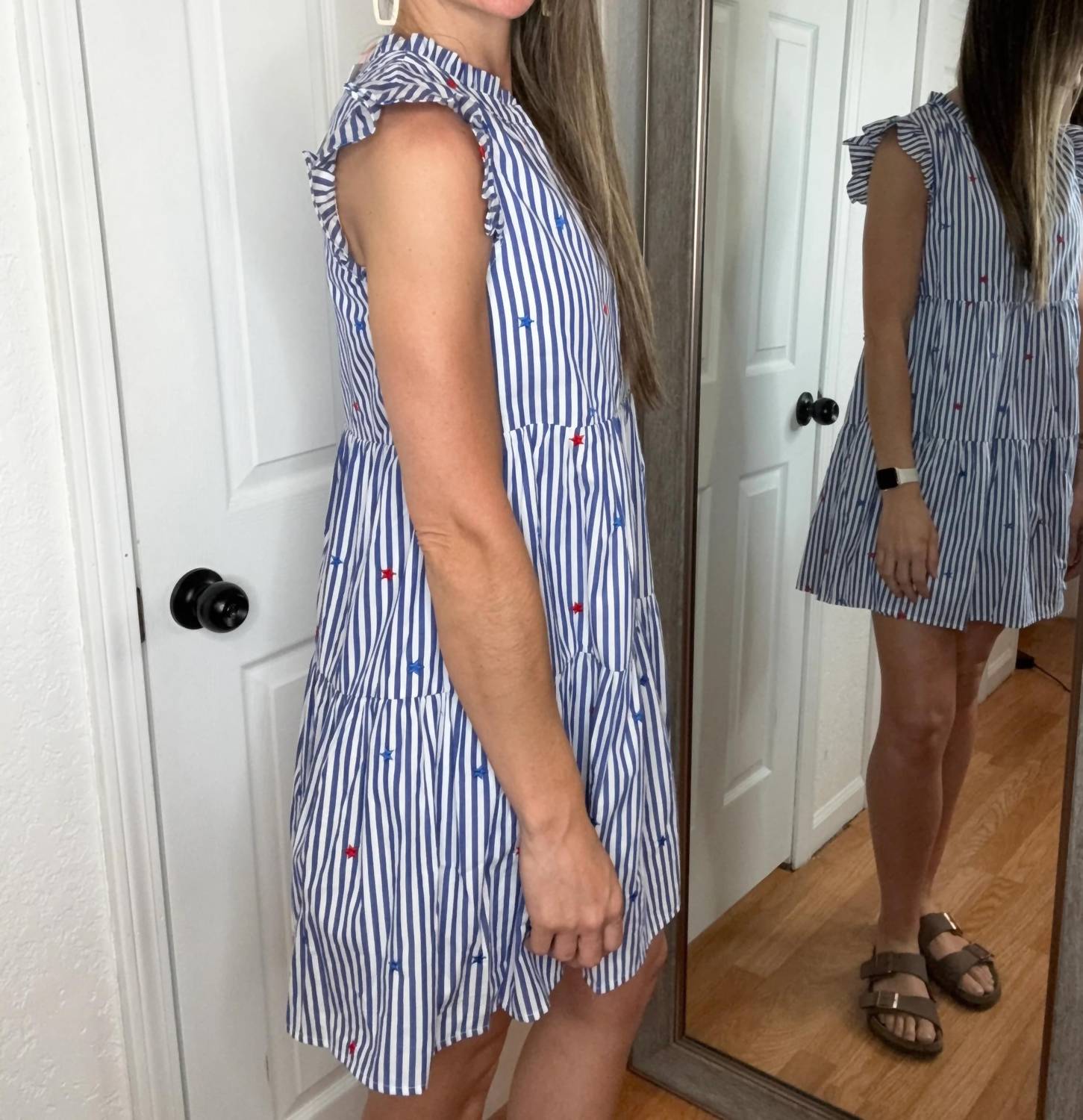 Skies Are Blue - Patriotic Stars V-neck Dress
