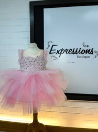 Eda Baby - Girl's Illusion With Tulle Skirt Scattered