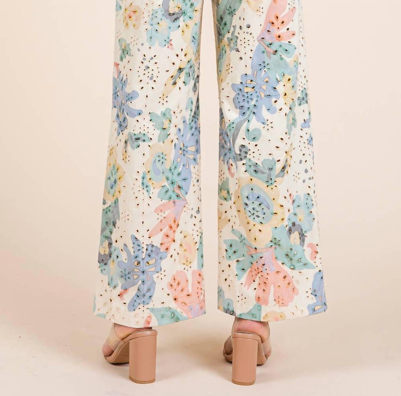 Geegee - Women's Floral Eyelet Lace Straight Leg Pants