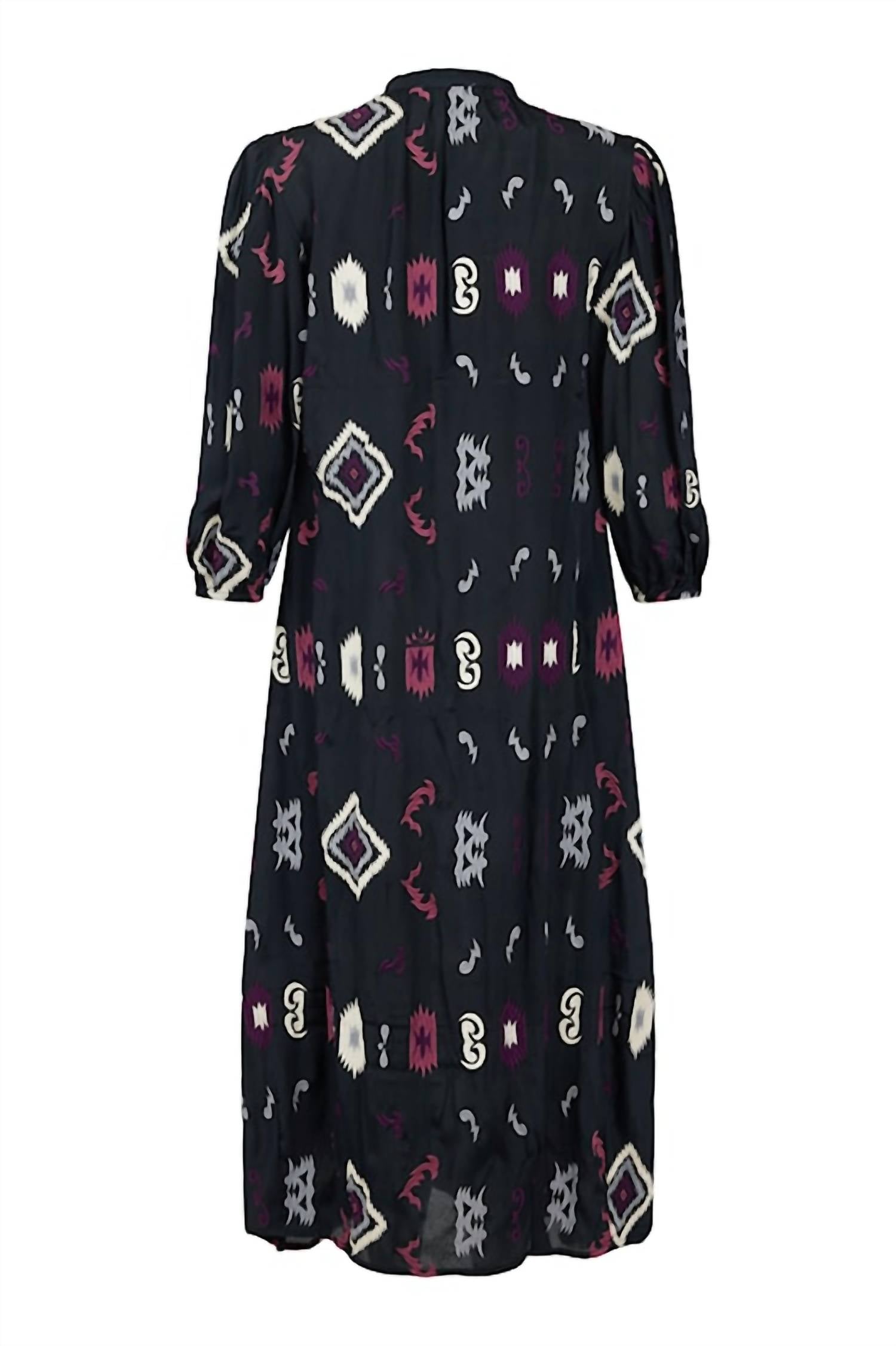 Noen - Women's Long Sleeve Mock Neck Midi Dress