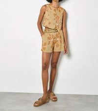 Apricot - Embroidered Floral Shorts