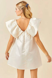 Day + Moon - Satin Volume Shoulder Mini Dress