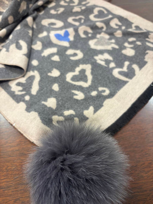 Mitchie'S Matchings - narrow scarf with fox poms