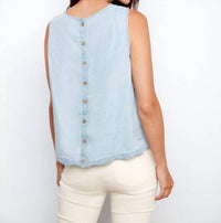 CHARLIE B Scallop Hem Sleeveless Top in light blue - women's tank top - alternate view
