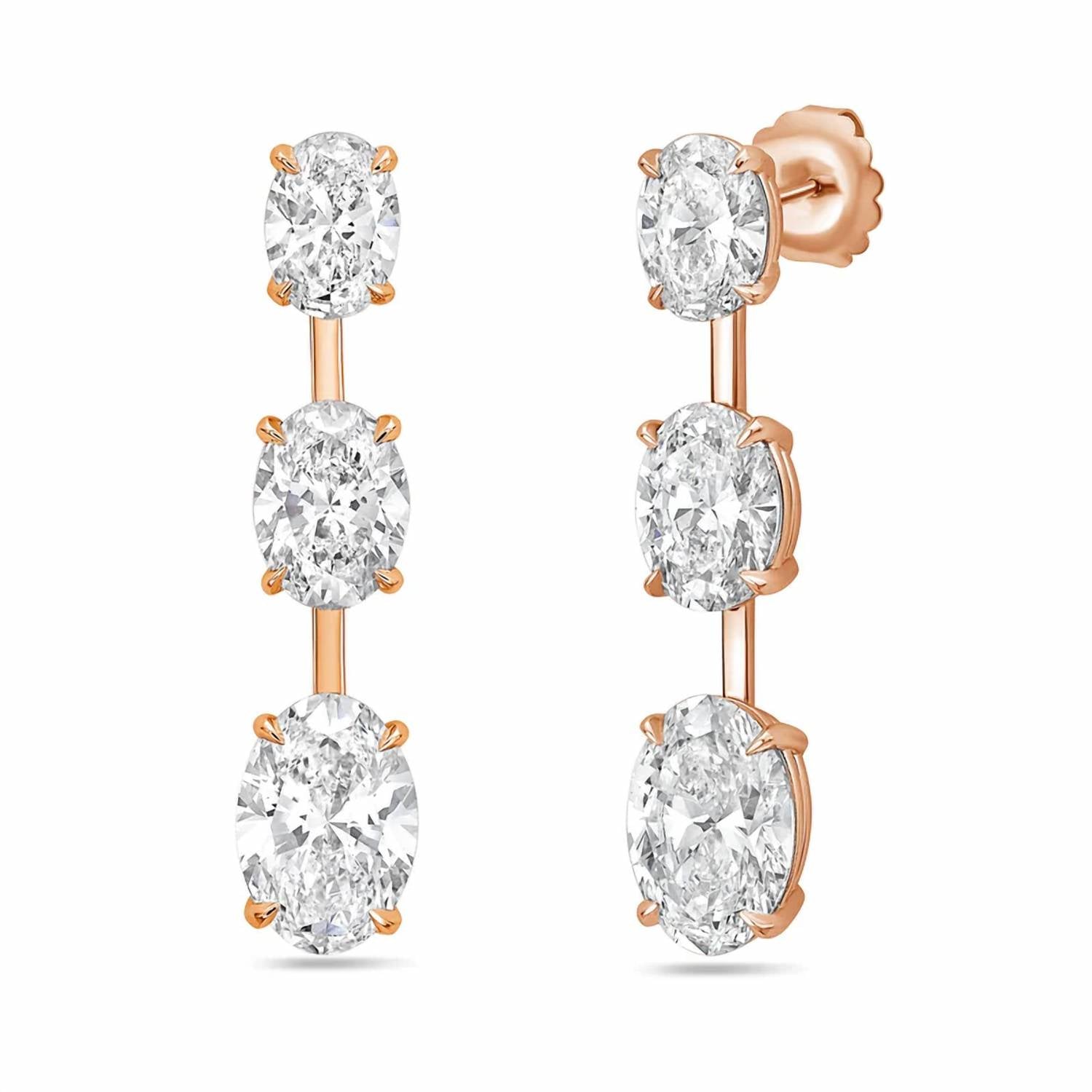 Diana M Jewels - Women's Oval Lab-Grown Diamond Stud Earrings (8.00 Ct TCW) - Elegant Plus
