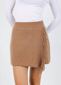 White + Warren - Brushed Cashmere Fringe Mini Skirt