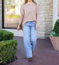 Karlie Cashmere Crew Sweater in camel - women's sweater