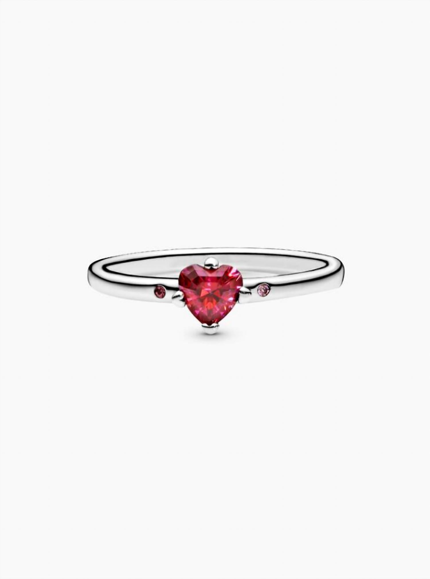 Pandora Women's Sparkling Heart Ring in red - women's jewelry - detail view