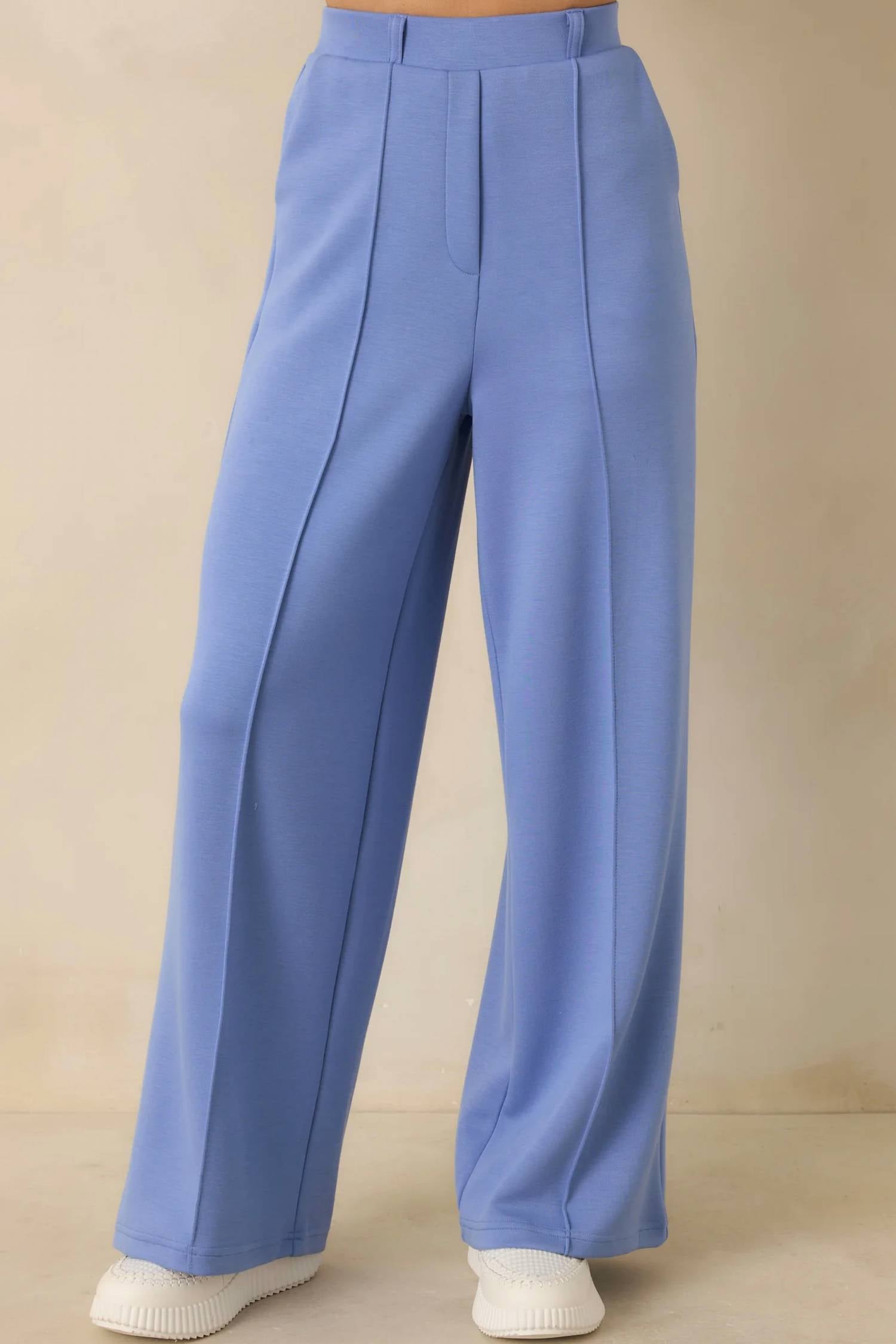 Entro - Solid Knit Wide Leg Pants
