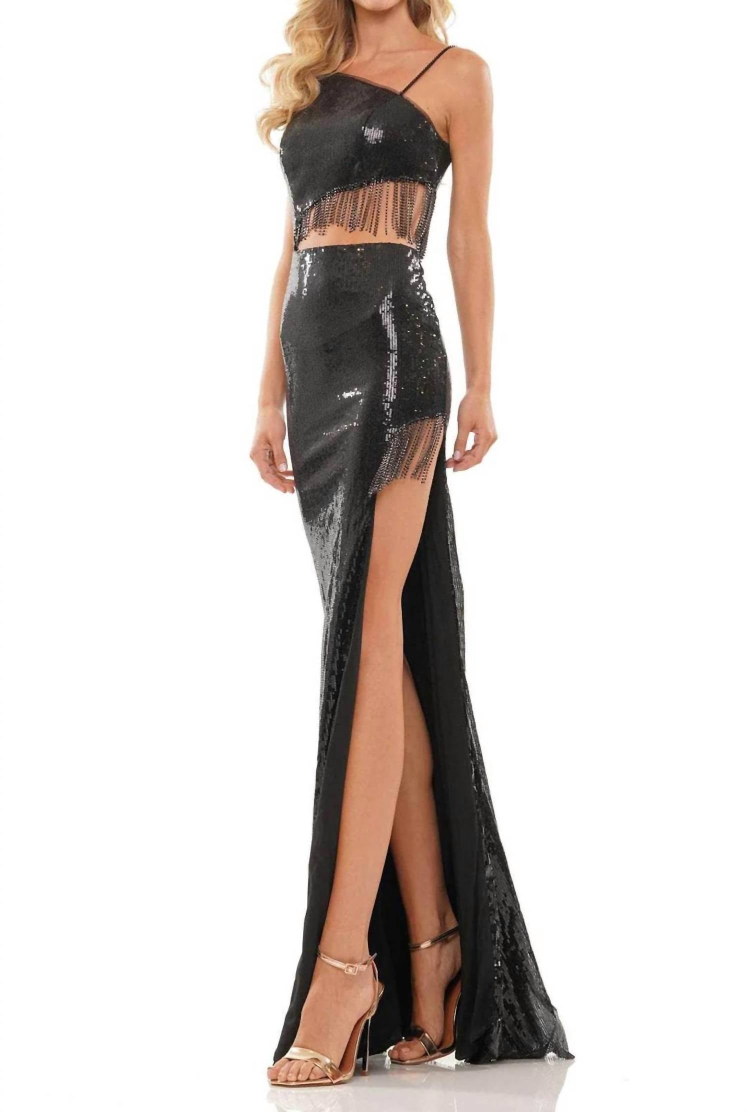 Colors Dress - Side Cutout Sequined Prom Gown