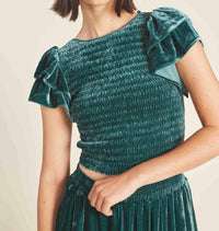 TROVATA Cerise Multi-layered Ruffle Sleeves Top in ponderosa - women's blouse - alternate view