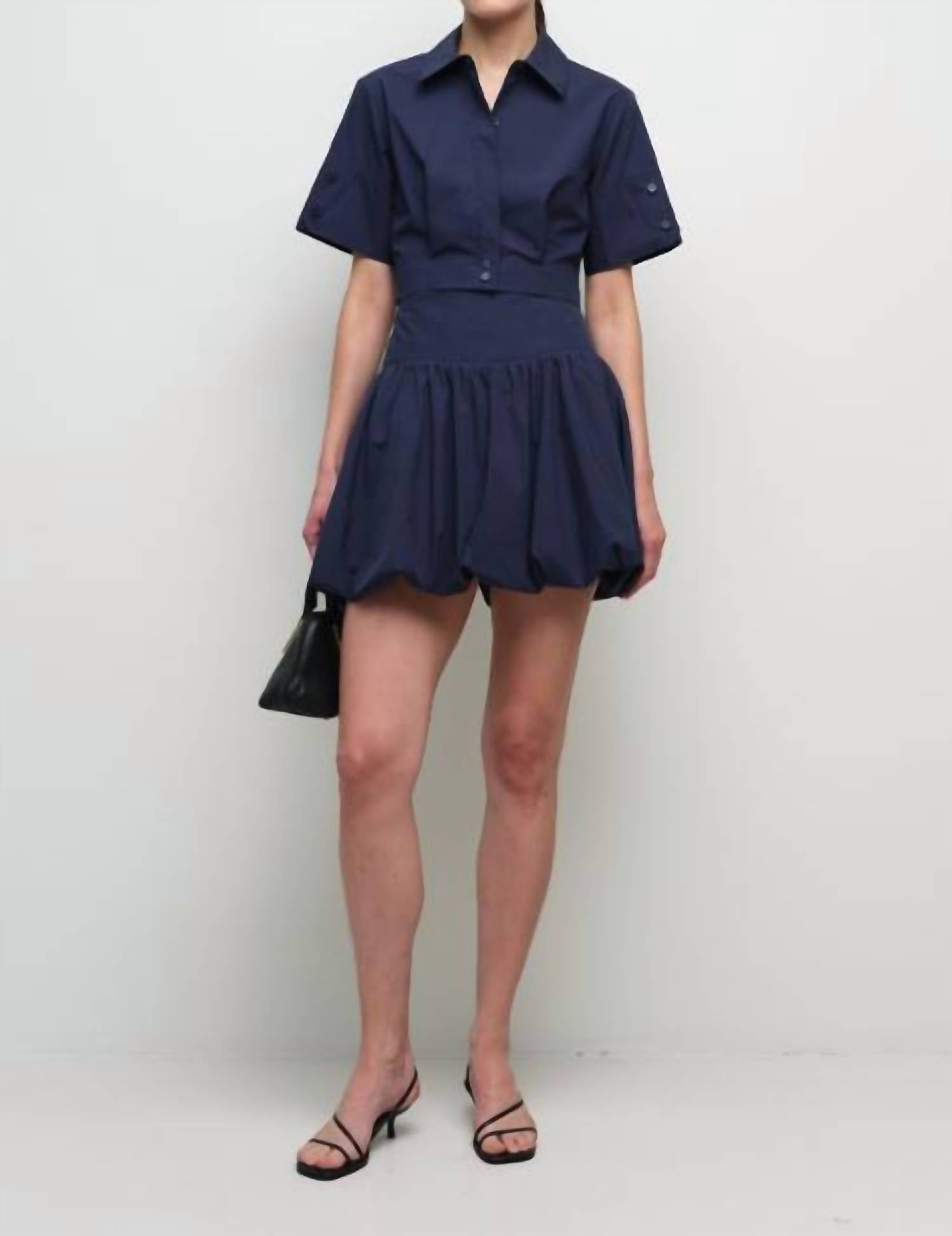 SIMKHAI Sabrina Top in navy - women's shirt - alternate view