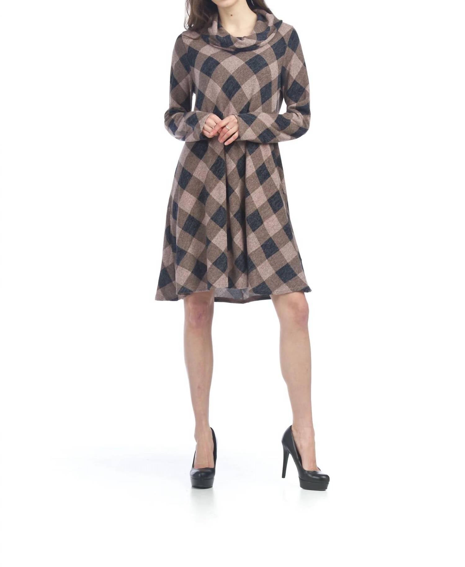 Papillon - Plaid A-Line Sweater Dress