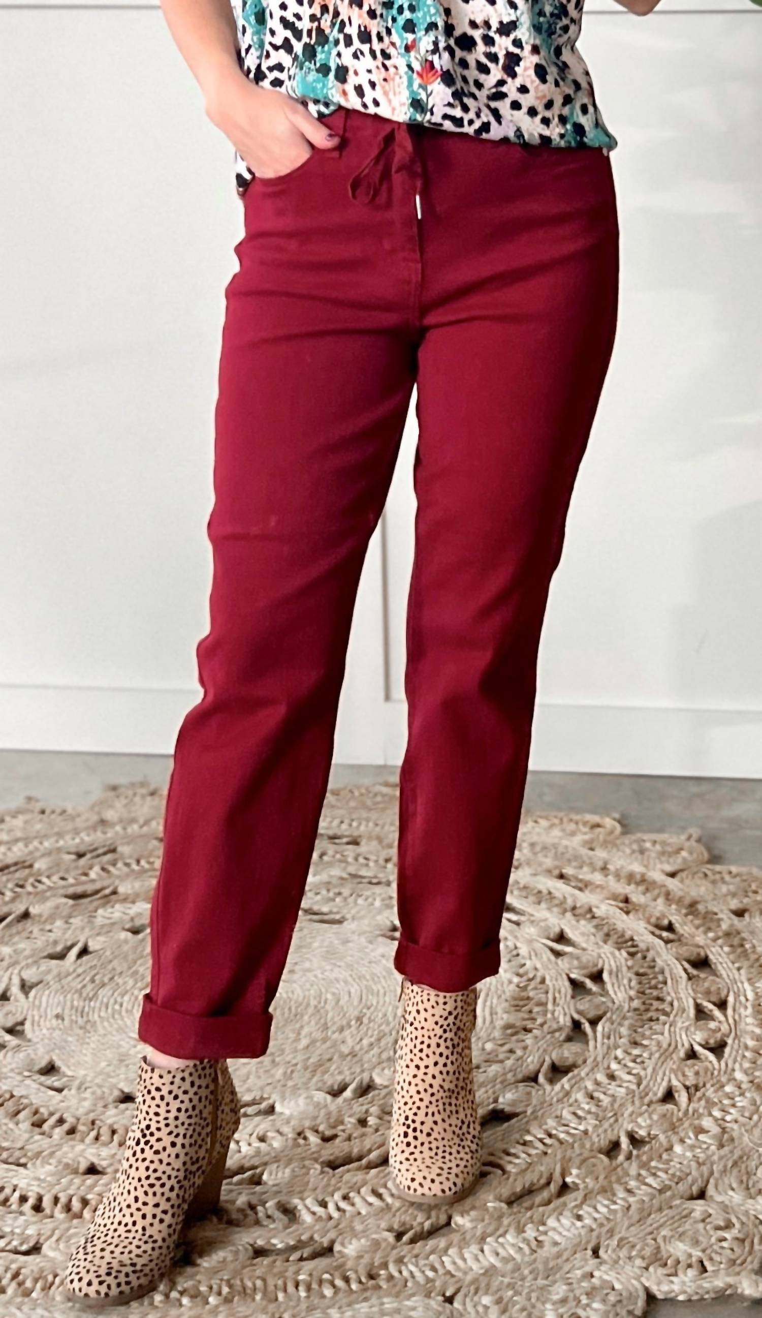 Judy Blue - High Waist Scarlet Denim Cuffed Jogger Jeans