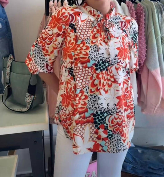 Jodifl - Print Top With Self-tie Neck