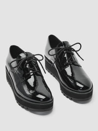 Eileen Fisher Women's Eddy Patent Leather Platform Oxford Shoes in black - women's shoe - detail view