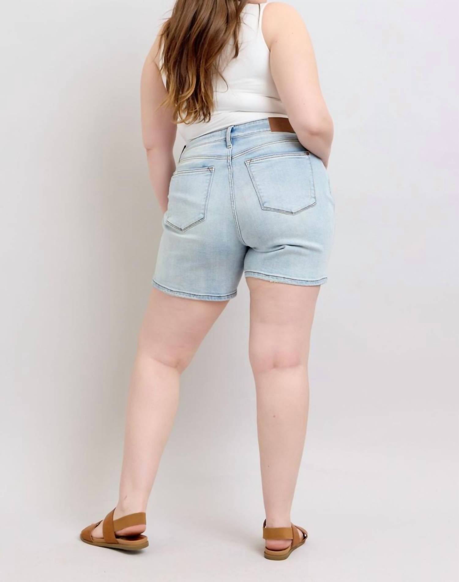 Judy Blue - High Rise 2 Button Mid Length Dad Denim Short