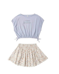 Rylee + Cru - Girls Hello Sunshine Cropped Cinch Tee/smocked Mini Skirt