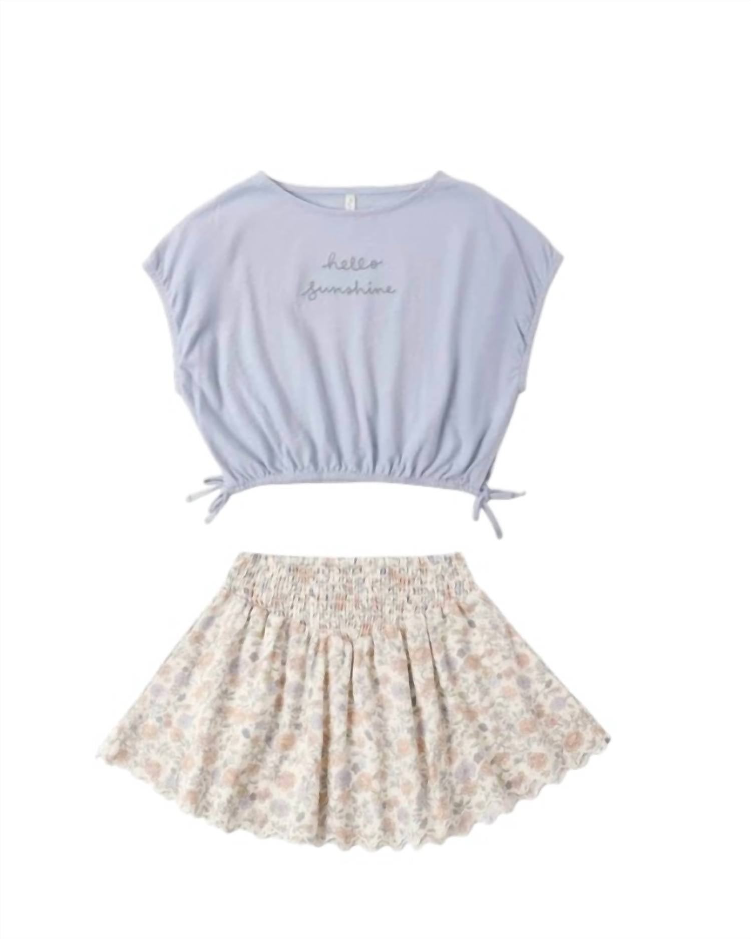 Rylee + Cru - Girls Hello Sunshine Cropped Cinch Tee/smocked Mini Skirt