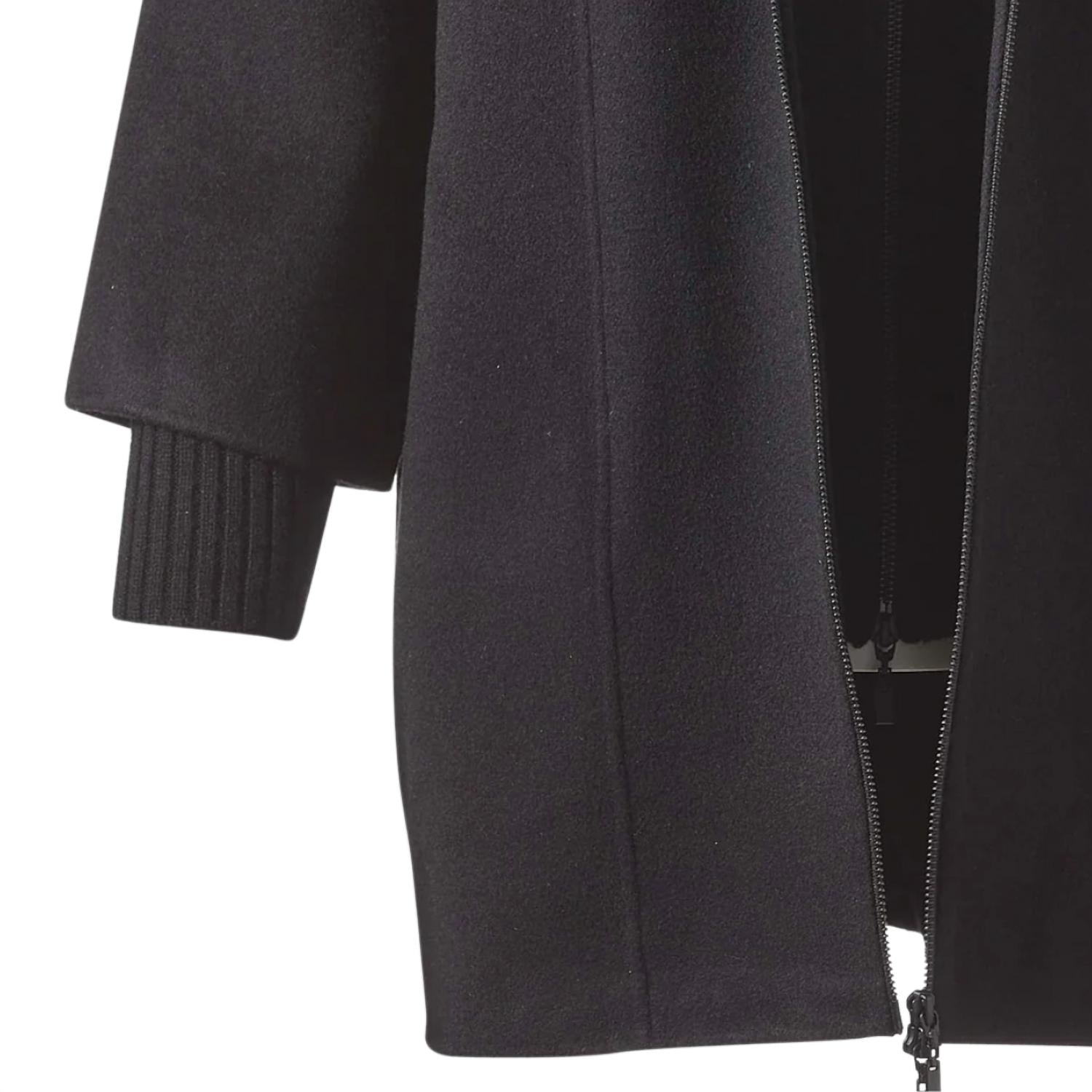 Kinross Women's Knit Insert Zip Mock Coat in black - women's jacket - alternate view
