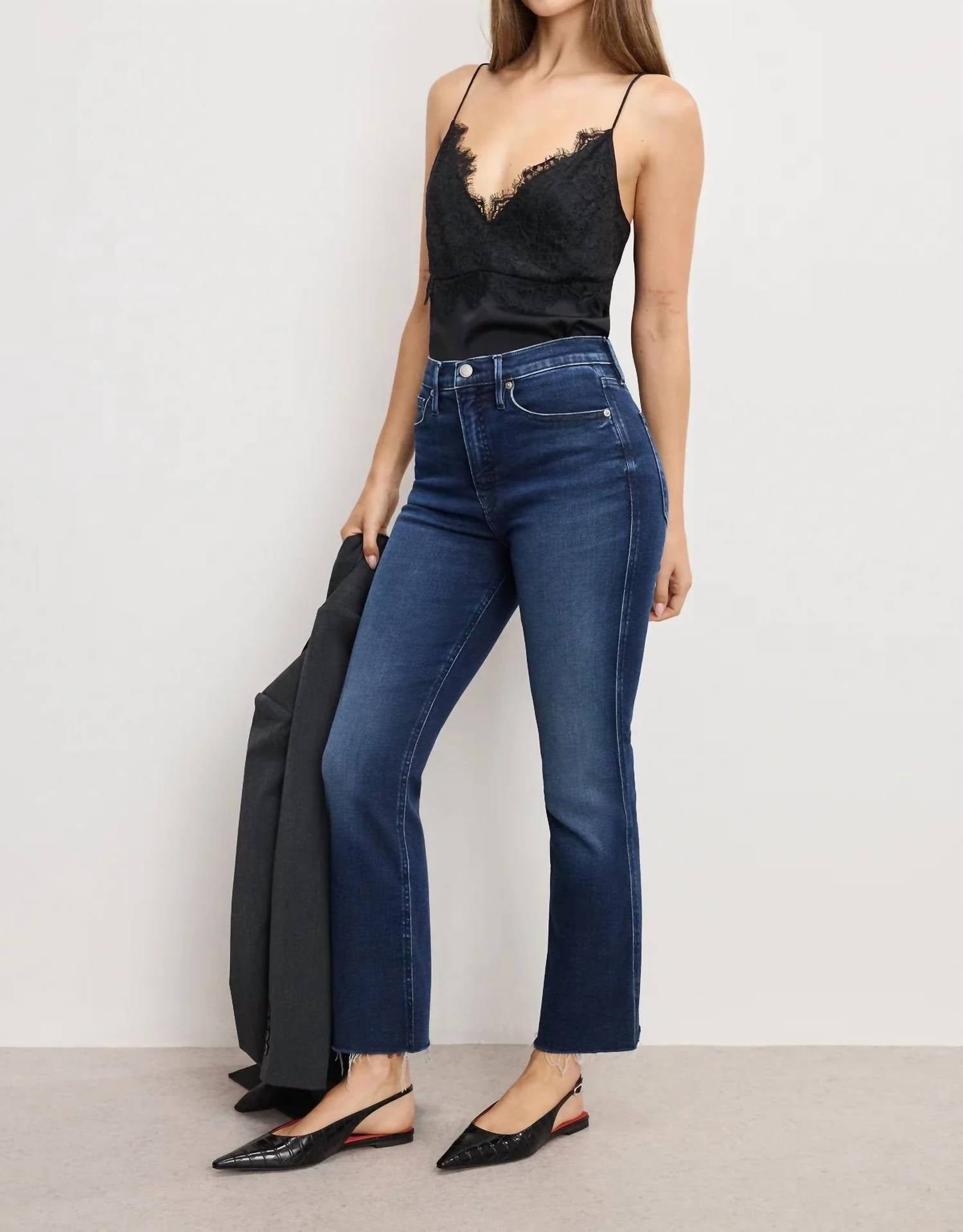 Good American - Soft Tech Good Kick Flare Jeans