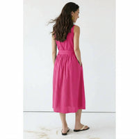 Naked Zebra - Sleeveless Belted Maxi Shirt Dress