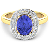 Diana M Jewels Women's Oval Natural Tanzanite Fashion Ring (1.88 Ct) - Classic in 14k yellow gold - women's jewelry