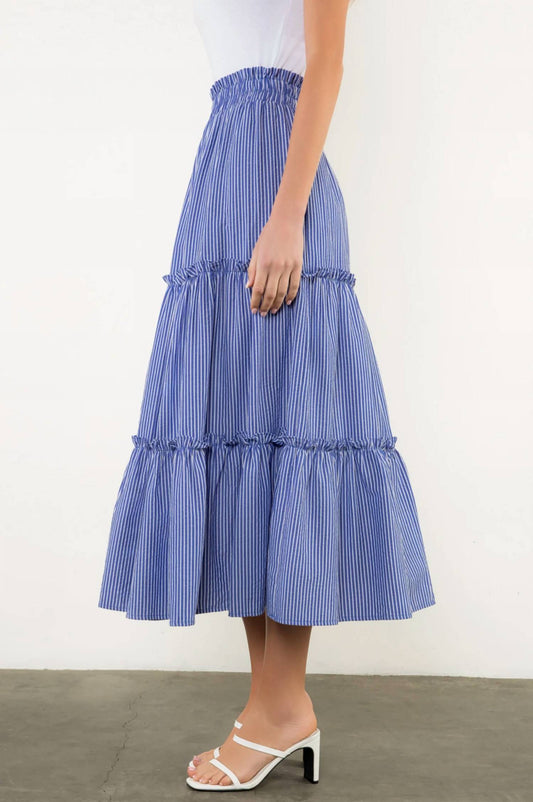 Thml - Tiered Striped Elastic Waist Skirt