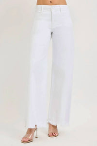 Risen - Tummy Control Palazzo Frayed Hem Jean