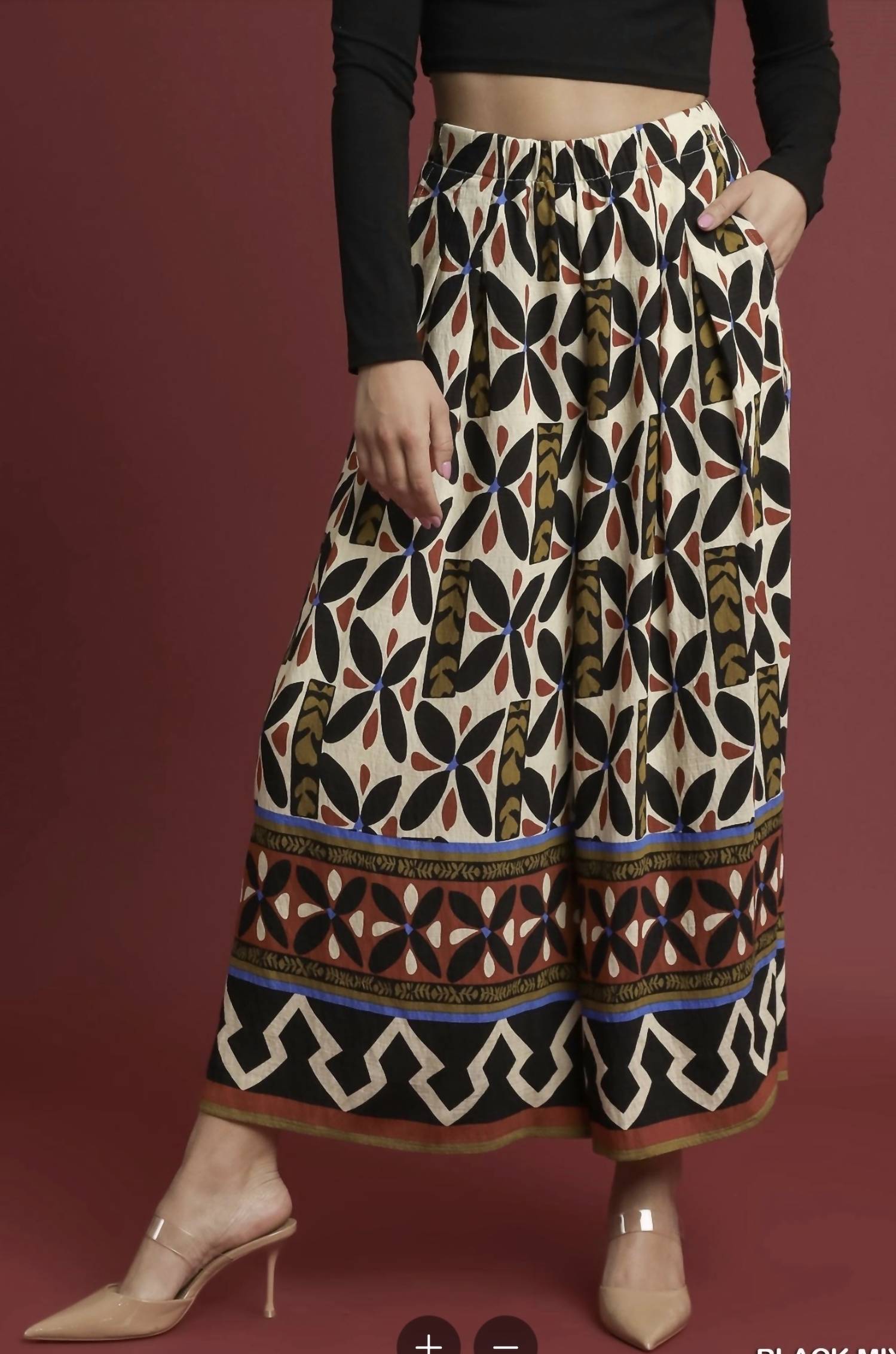 Umgee - Mix Printed Skirt Pants