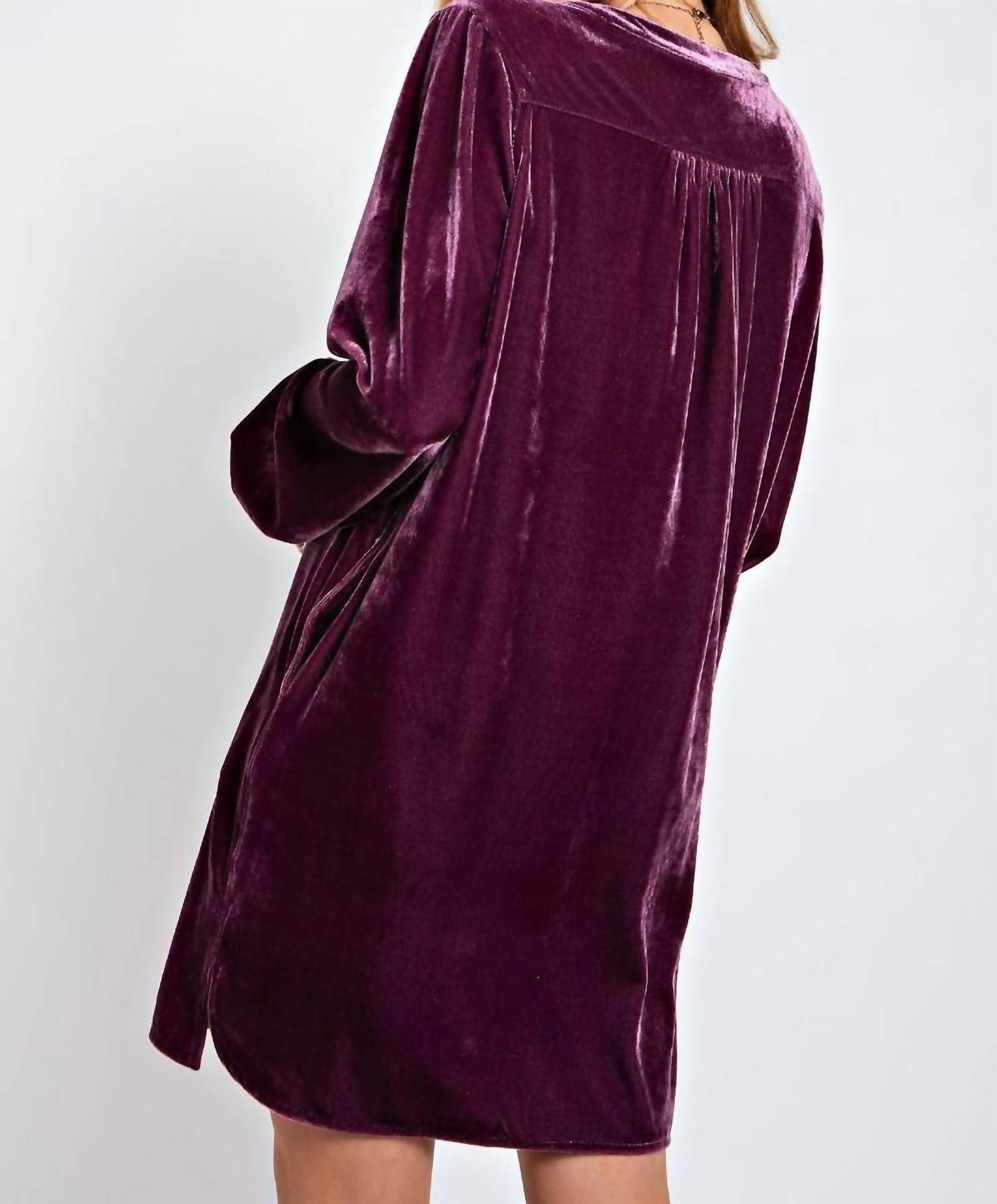 Easel - Rush Of Velvet Tunic Mini Dress