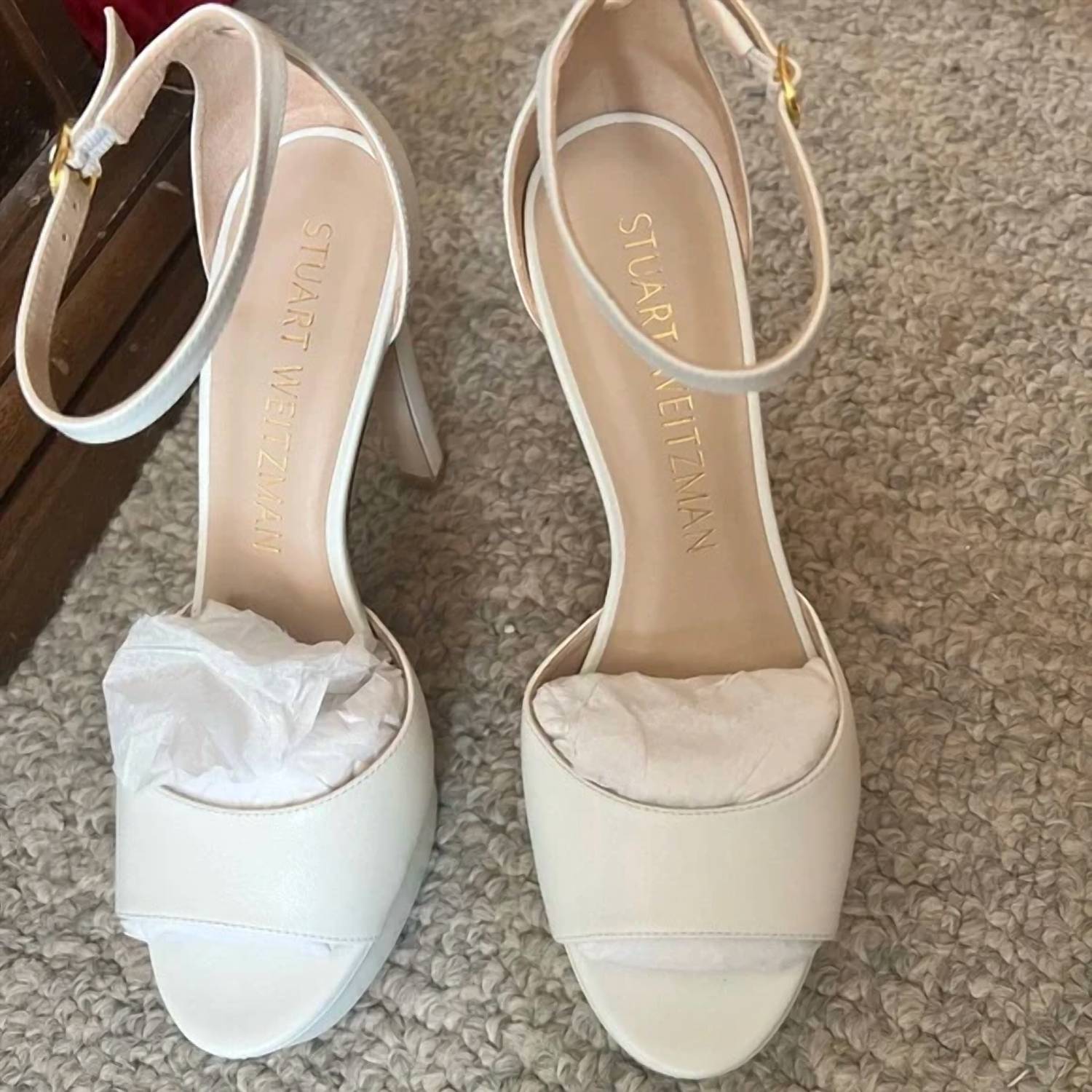 STUART WEITZMAN Women's Disco Platform Sandals in white - women's sandal - detail view