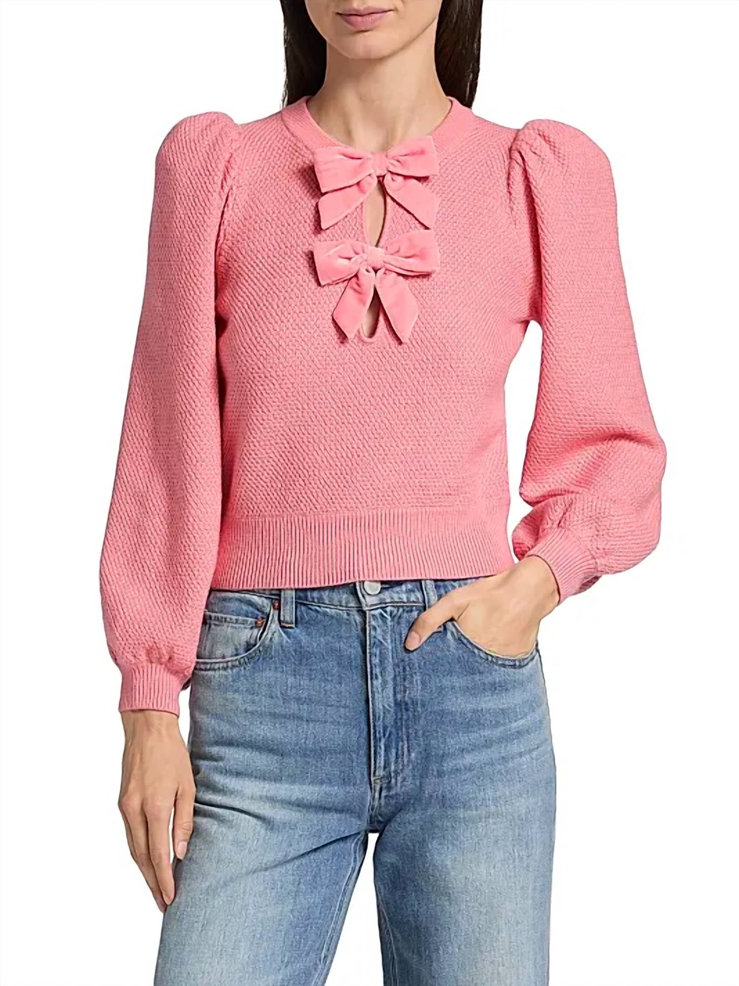 Alice + Olivia - Doris Bow Puff-sleeve Sweater