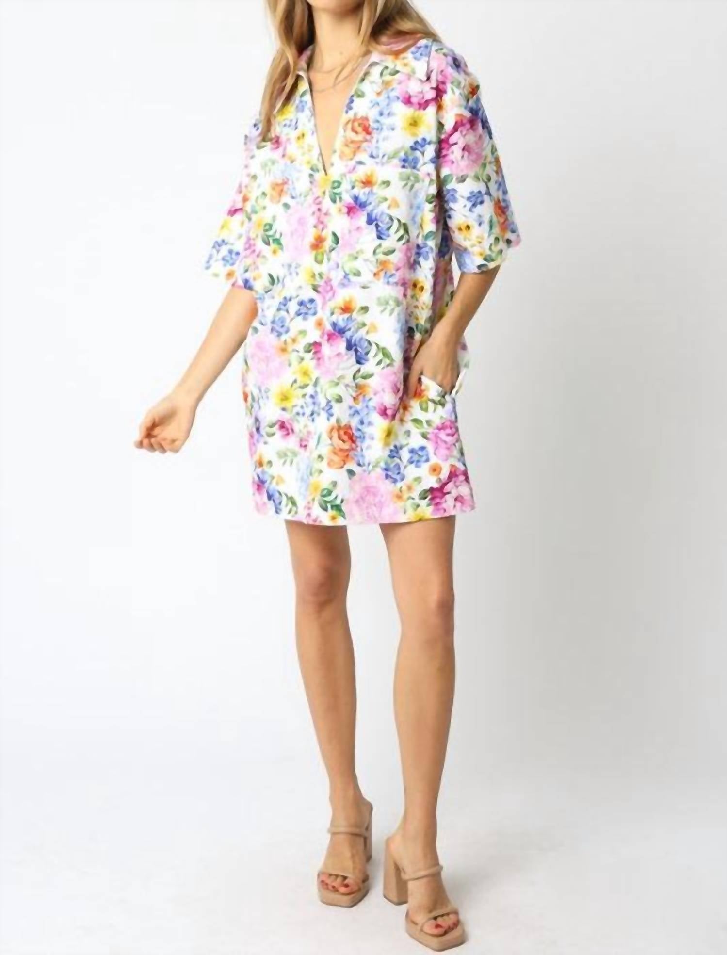 Olivaceous - Riley Floral Denim Dress