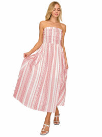 Meet Me In Santorini - Sedona Striped Geometrical Strapless Midi Dress