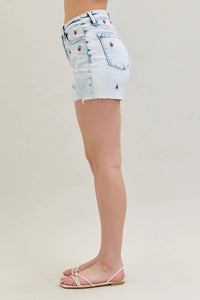 Judy Blue - High Waisted Cherry Embroidery Shorts