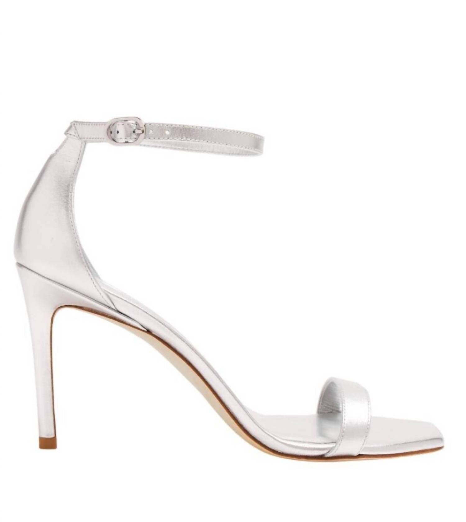 STUART WEITZMAN Women's Nunakedcurve Leather Sandals in silver - women's heels