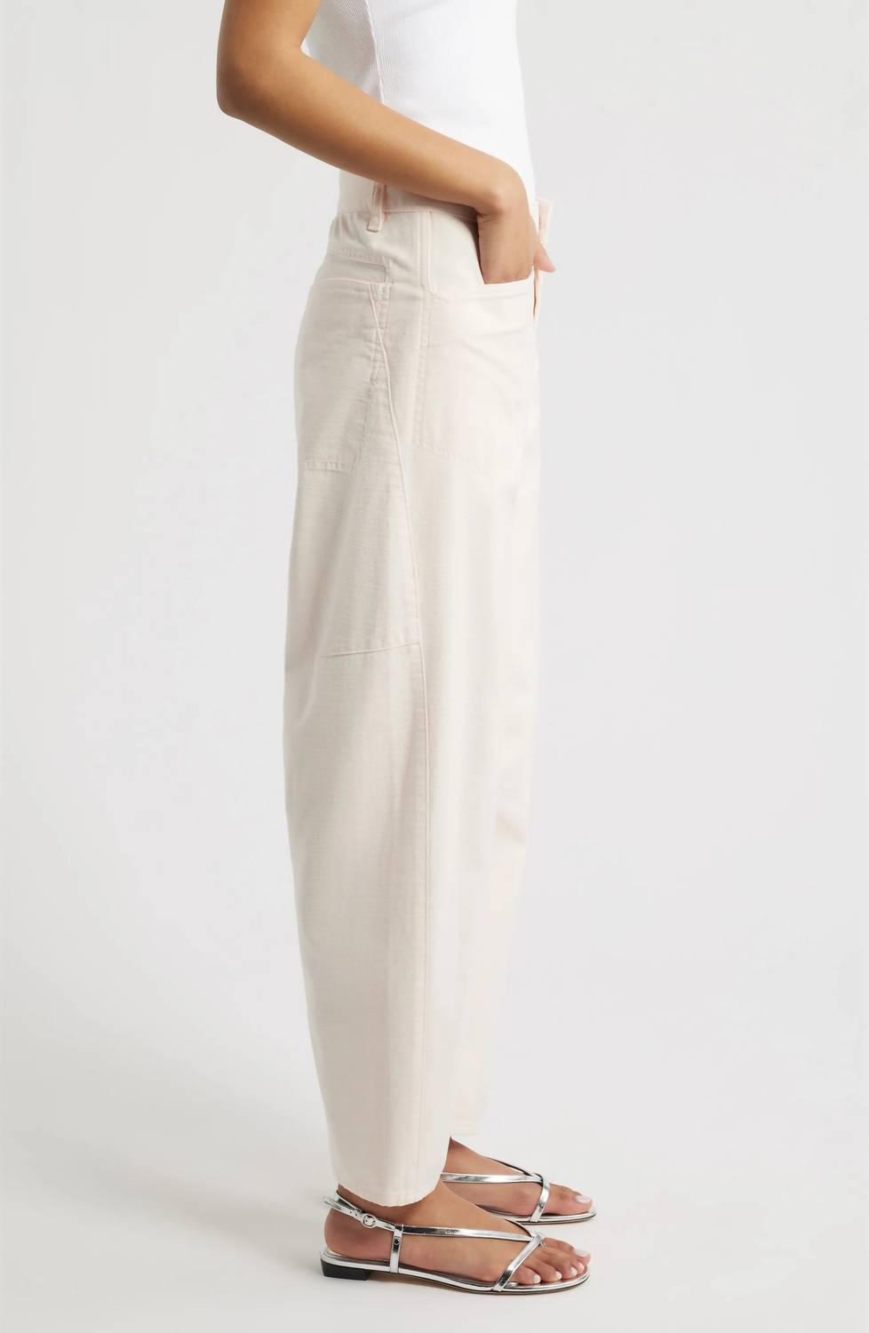 Rag & Bone Stevie Utility Tapered Pants in light pink - women's jeans - alternate view