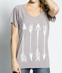 Southern Jewelz Follow Your Arrow Tee in grey - women's t-shirt