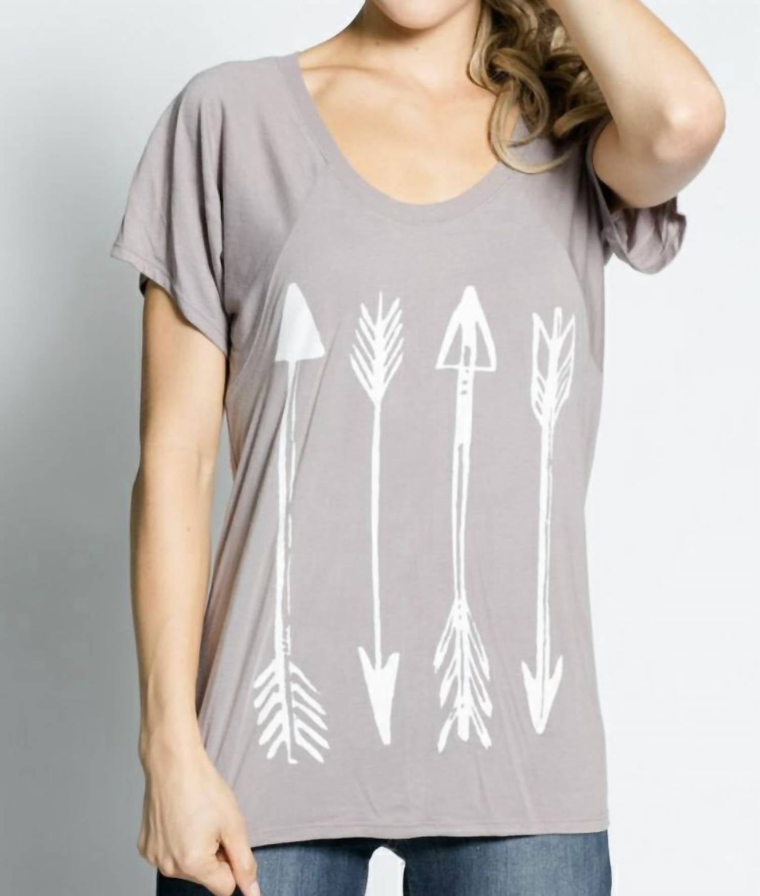 Southern Jewelz Follow Your Arrow Tee in grey - women's t-shirt