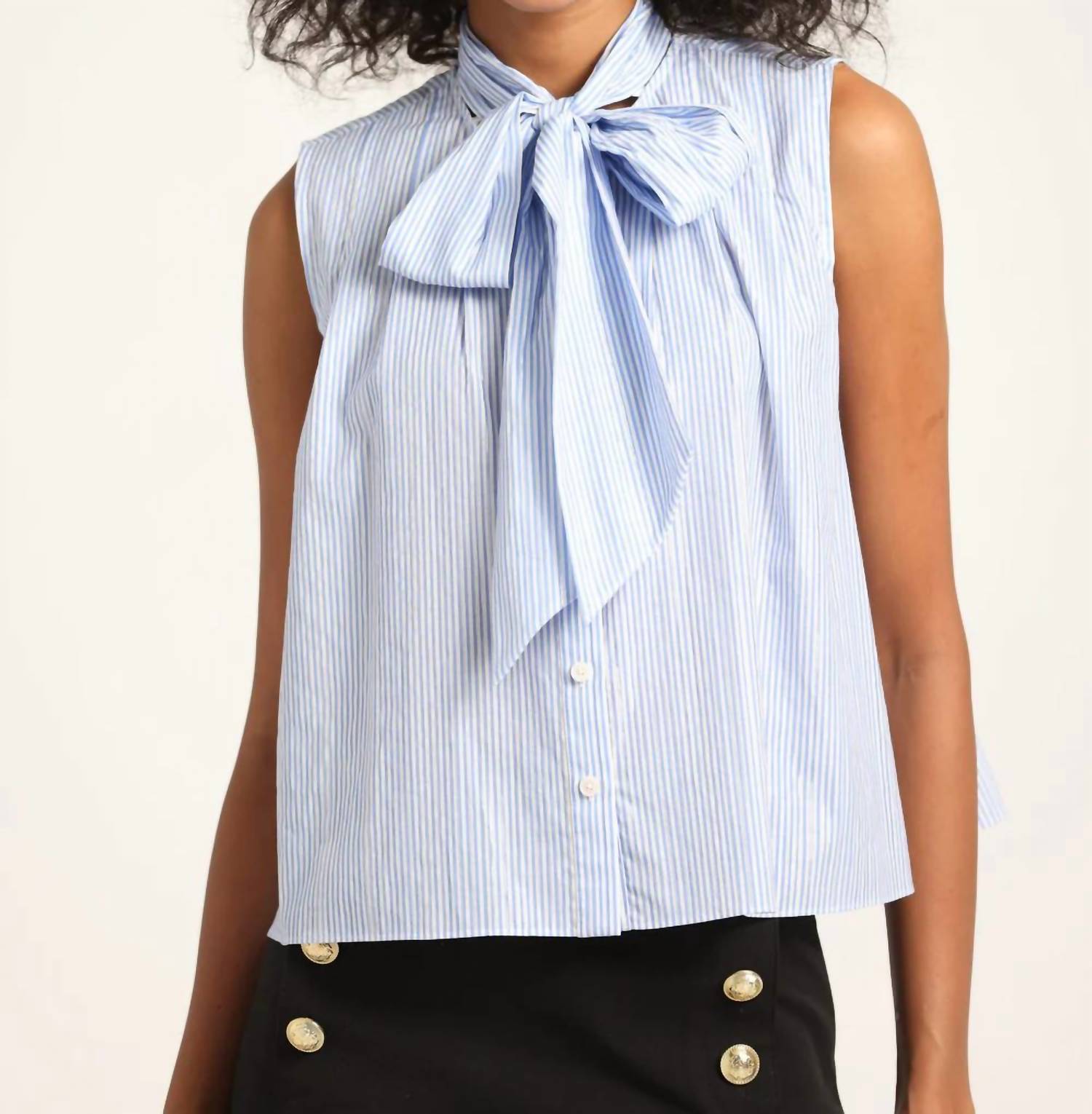 Derek Lam 10 Crosby - Aviana Lurex Stripe Poplin Sleeveless Top