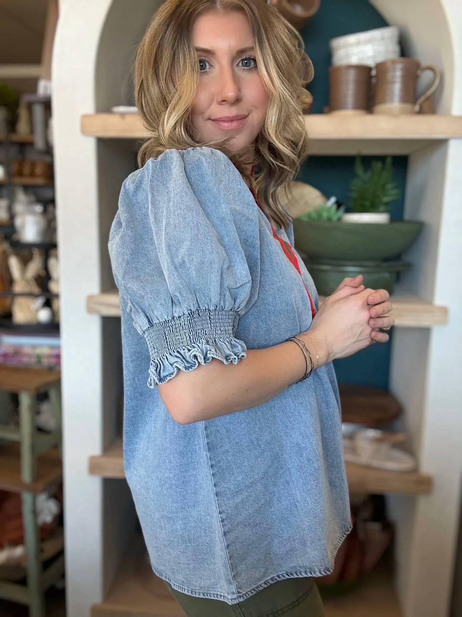 Jodifl - Stripe Puff Sleeve Blouse