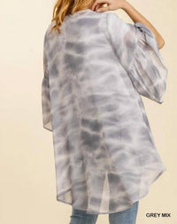Umgee - Three Quarter Ruffle Sleeve Open Front Kimono