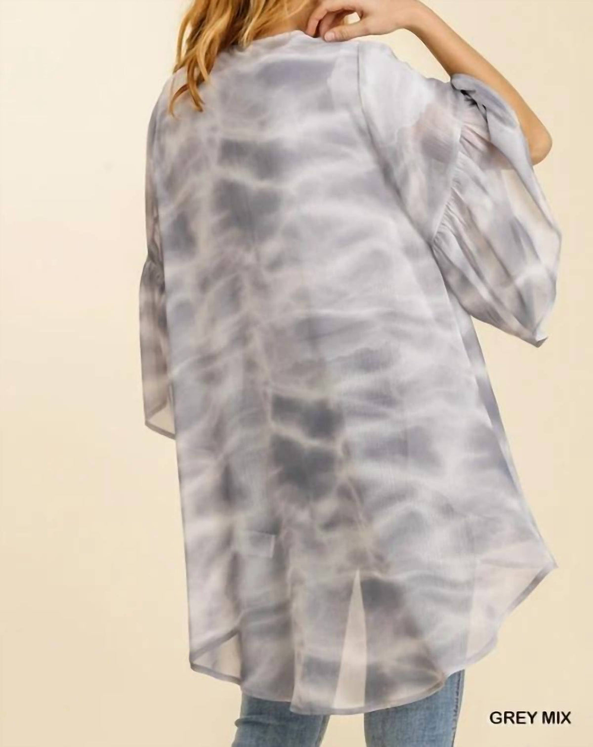 Umgee - Three Quarter Ruffle Sleeve Open Front Kimono