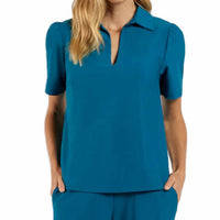 JUDE CONNALLY Imogene Short Sleeve Top in peacock - women's blouse