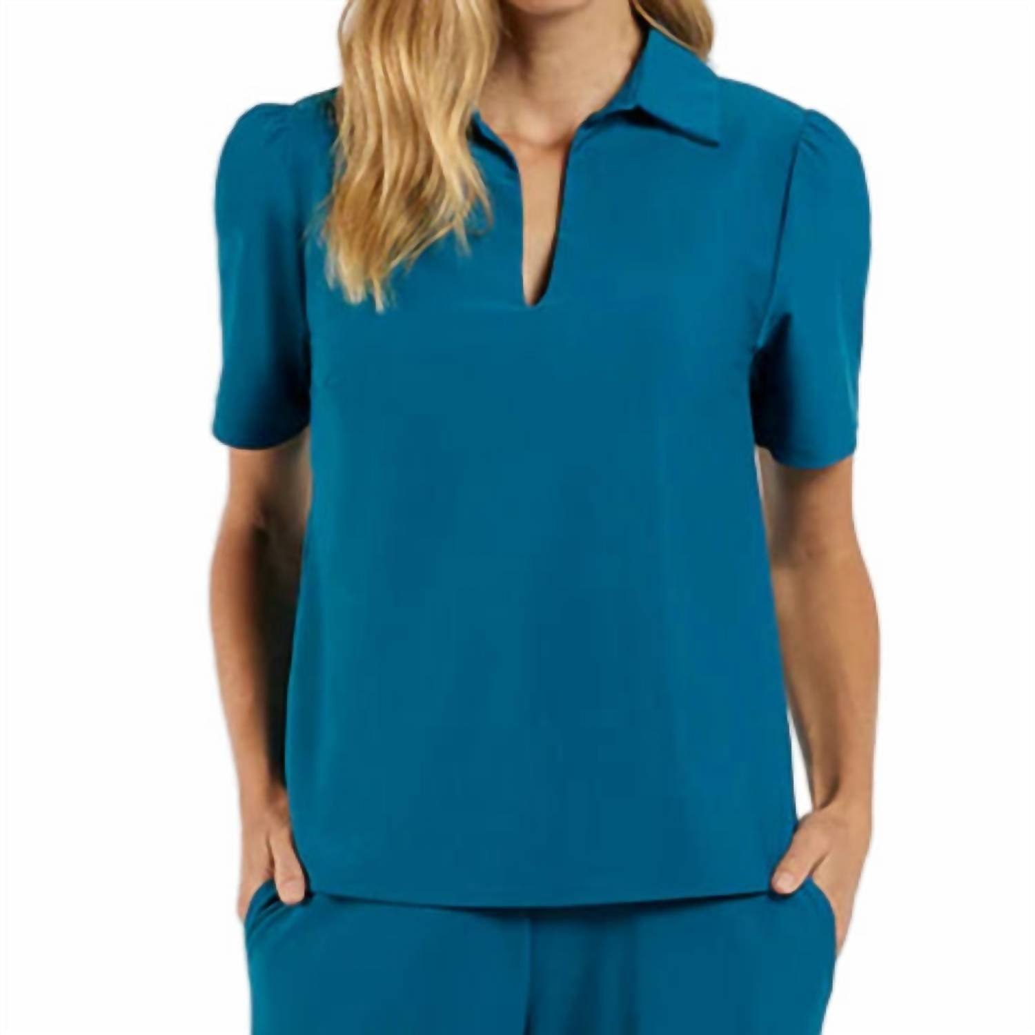 JUDE CONNALLY Imogene Short Sleeve Top in peacock - women's blouse