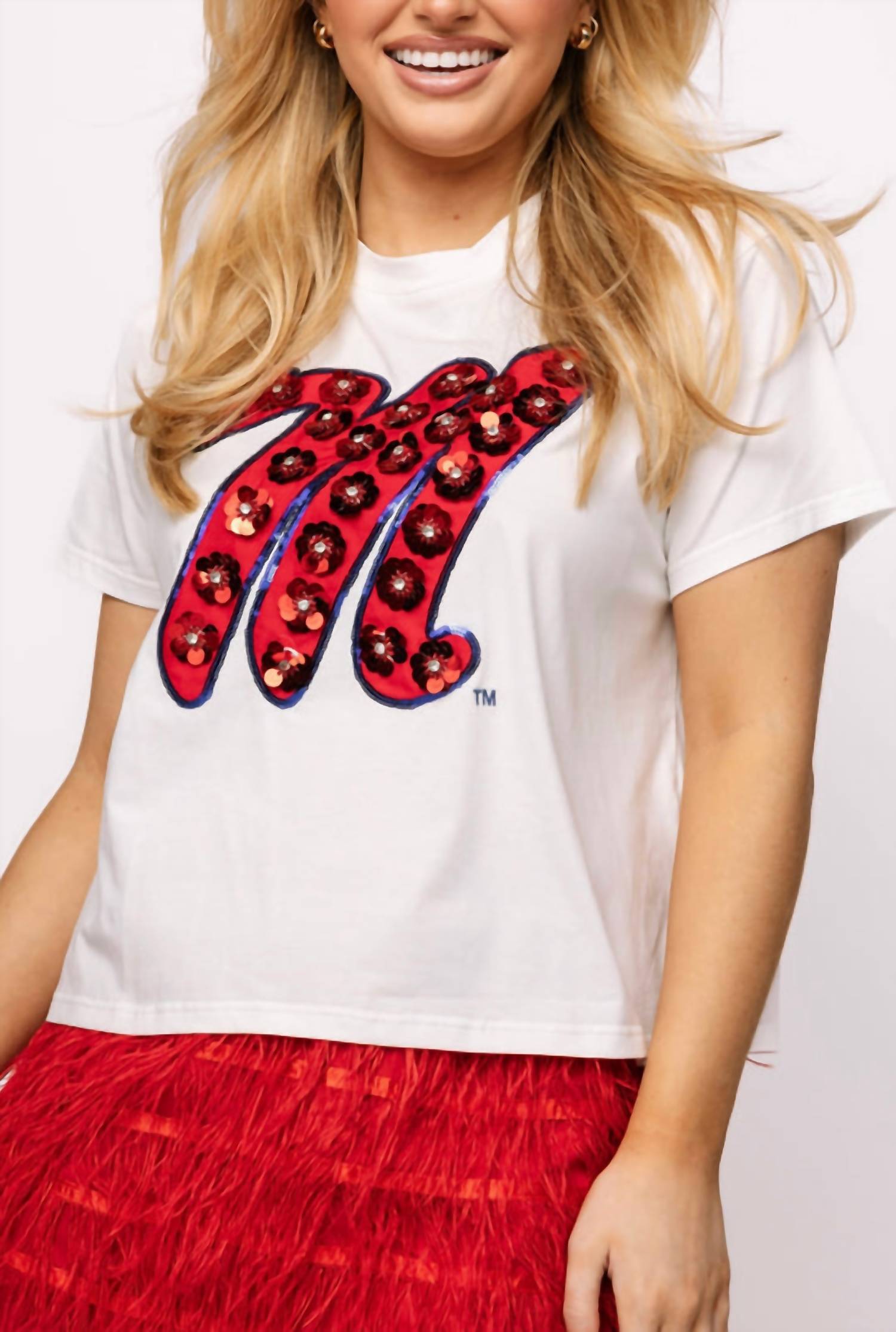 Queen Of Sparkles - Ole Miss Sequin Flower Tee