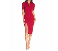 Dress The Population - Gloria Front Zip Sheath Midi Dress