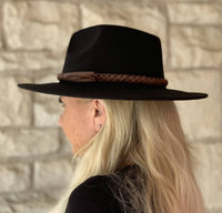 Debbie Braided Trim Wide Brim Fedora Hat